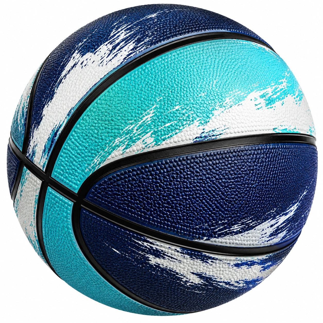 Ballon de basket bleu, turquoise et blanc pour intérieur et extérieur