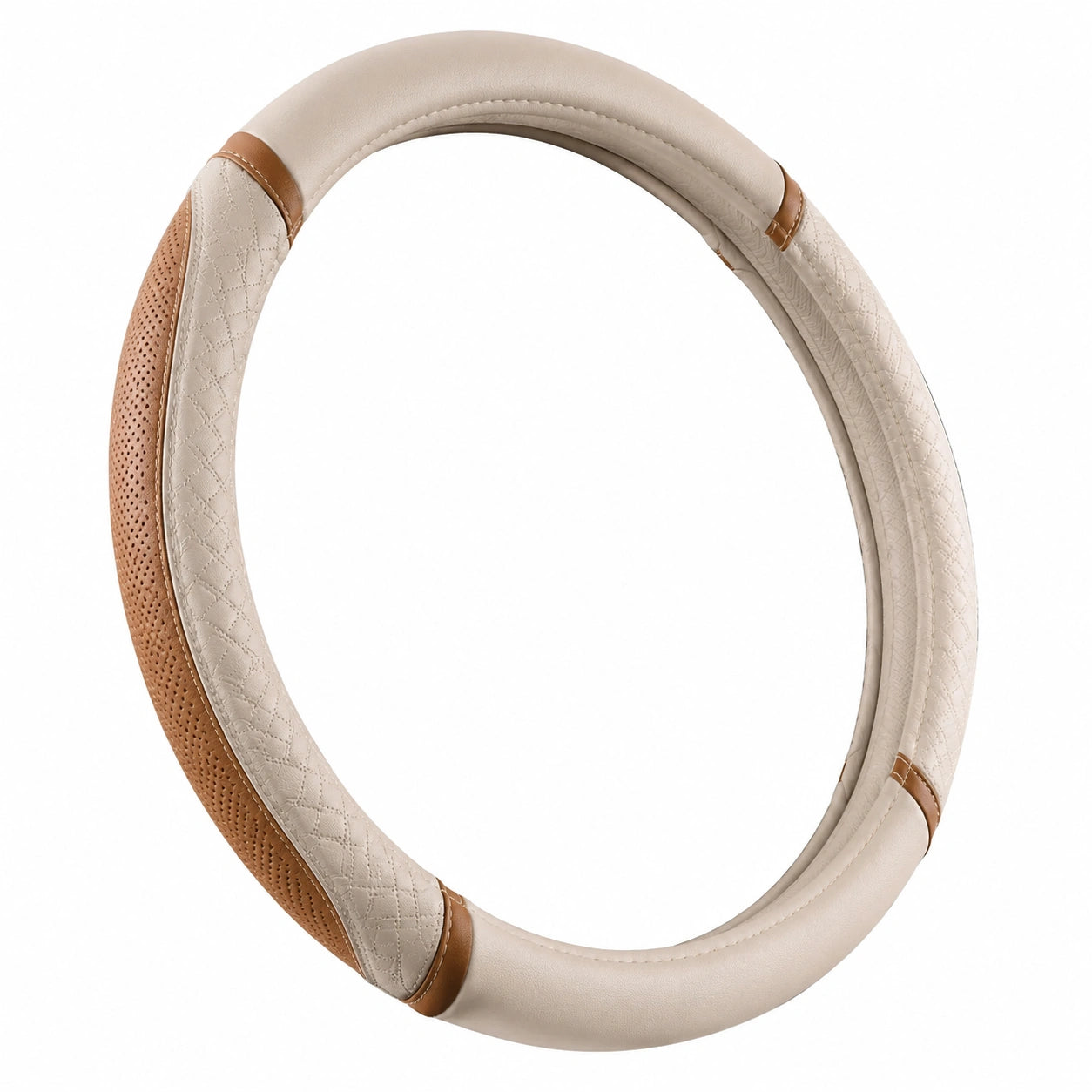 Housse de Volant Matelassée Beige et Marron 37-38cm