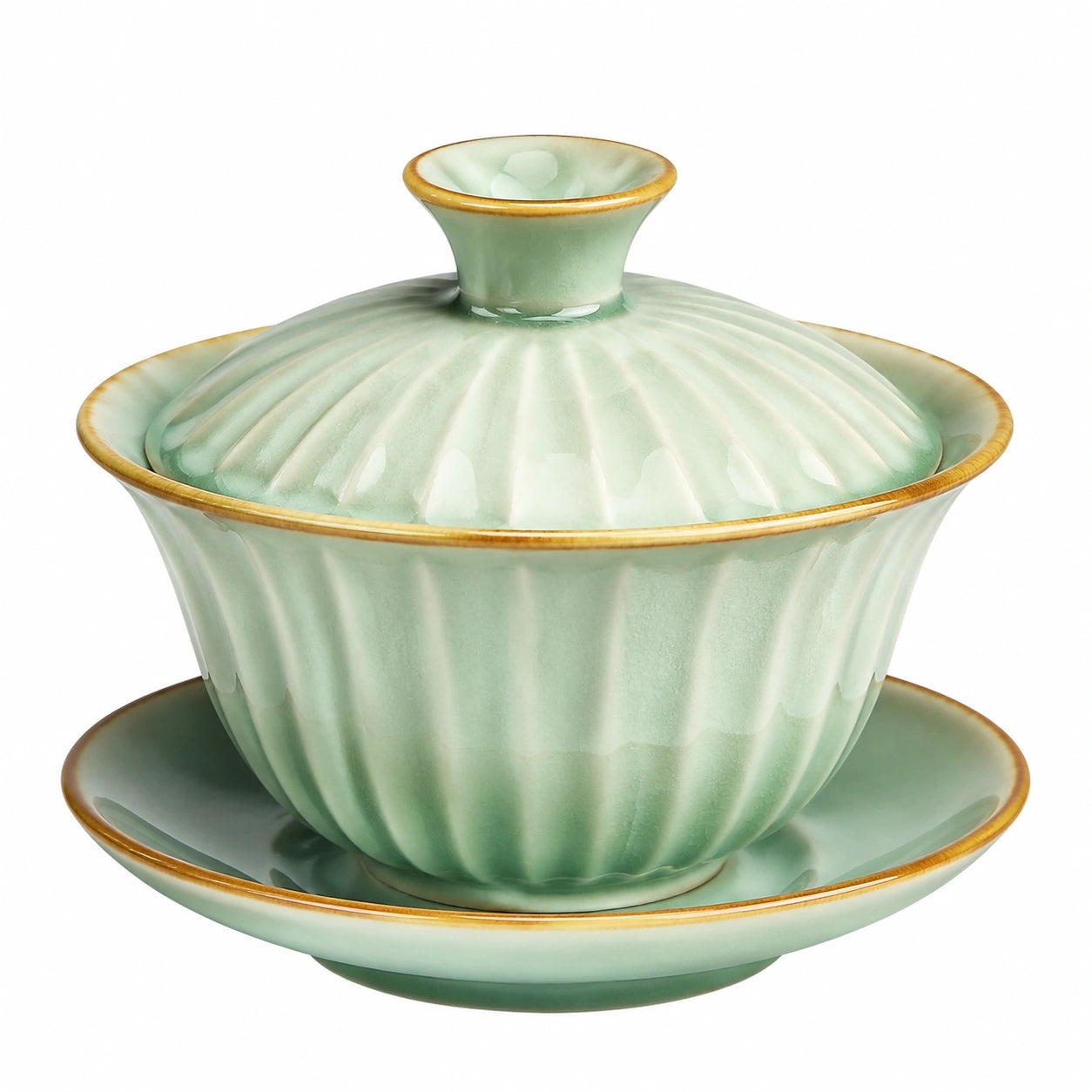 Gaiwan artisanal en porcelaine vert céladon