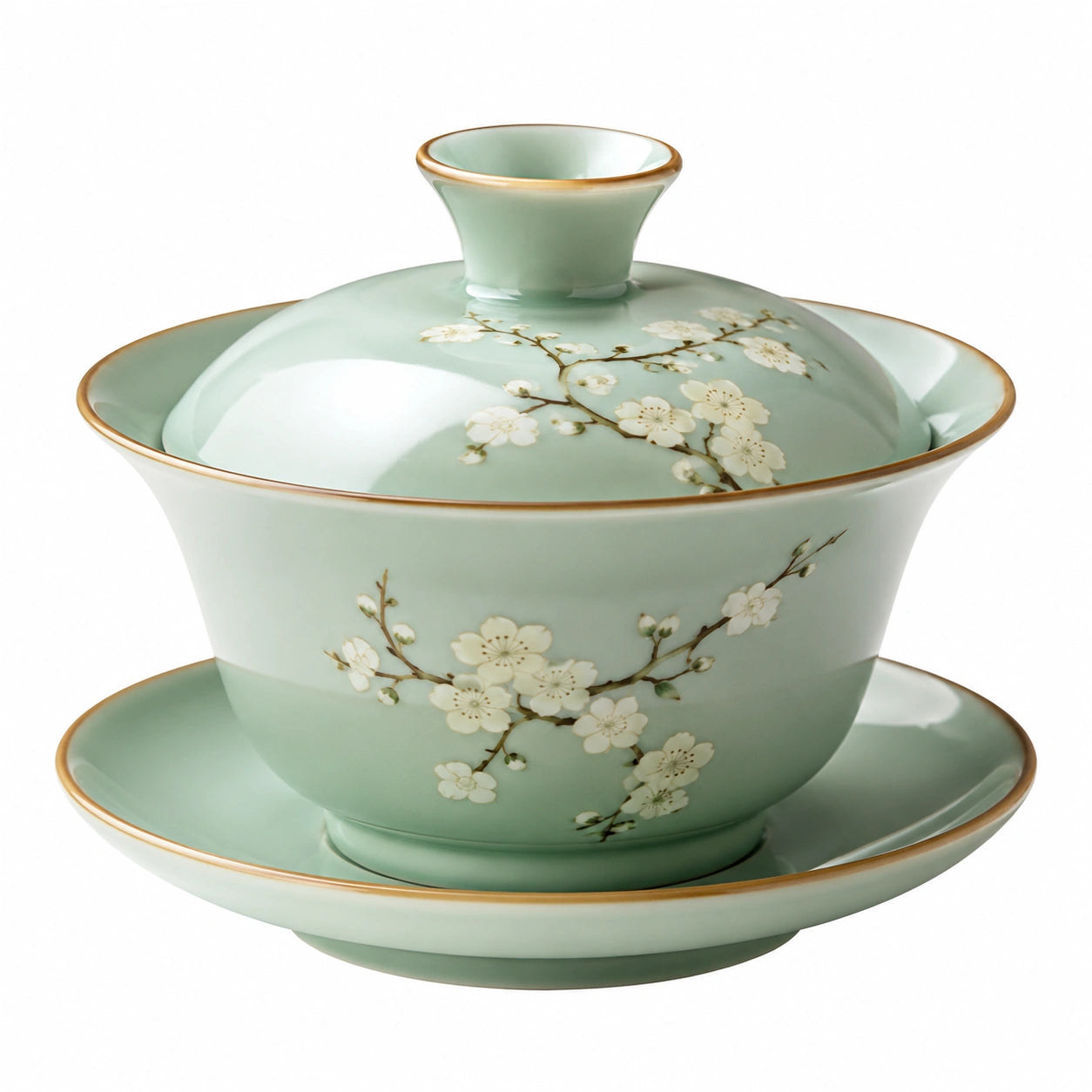 Gaiwan en porcelaine vert céladon fait main