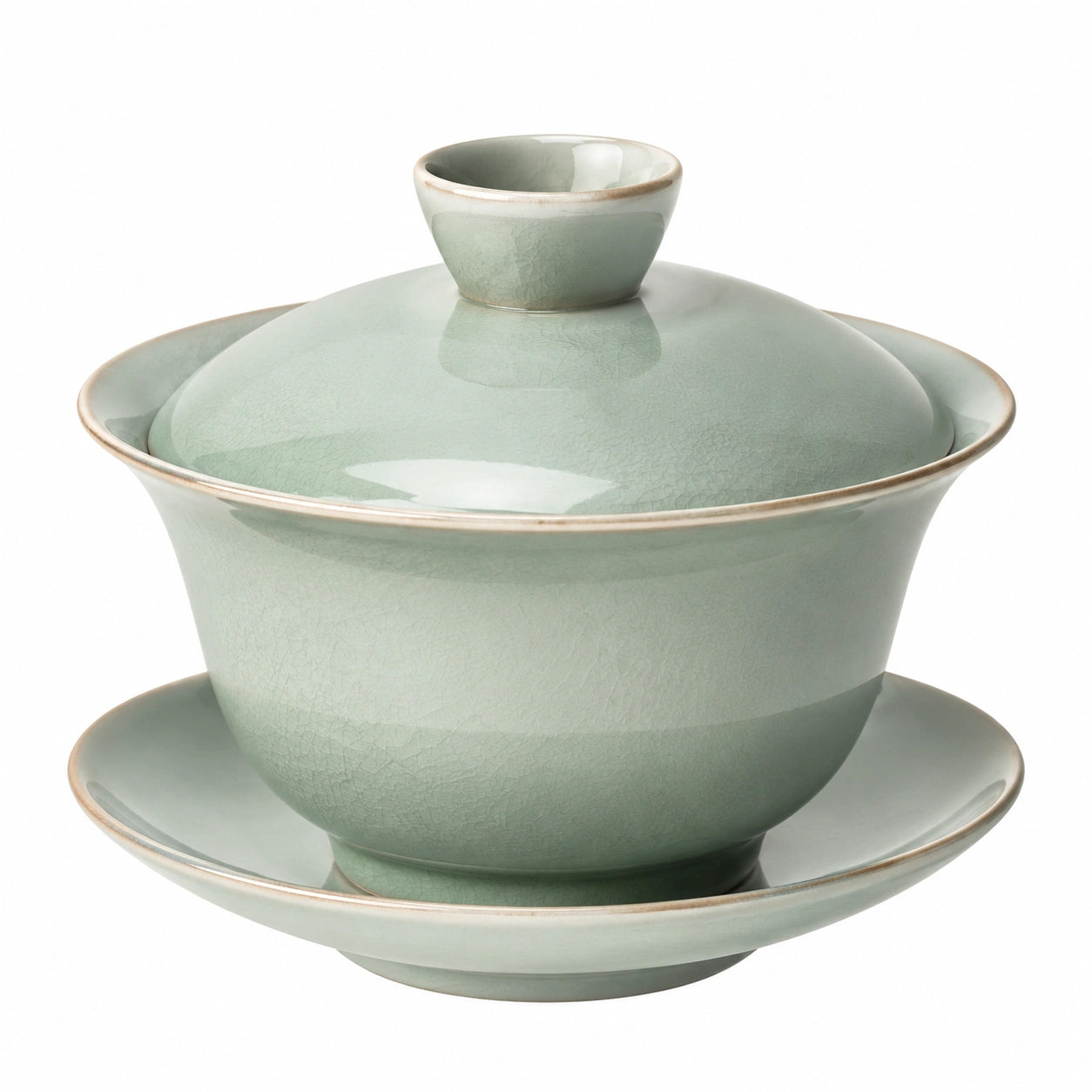 Gaiwan vert avec motif de paysage montagneux