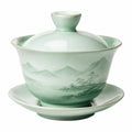 Gaiwan en porcelaine céladon avec soucoupe - Vert Pâle