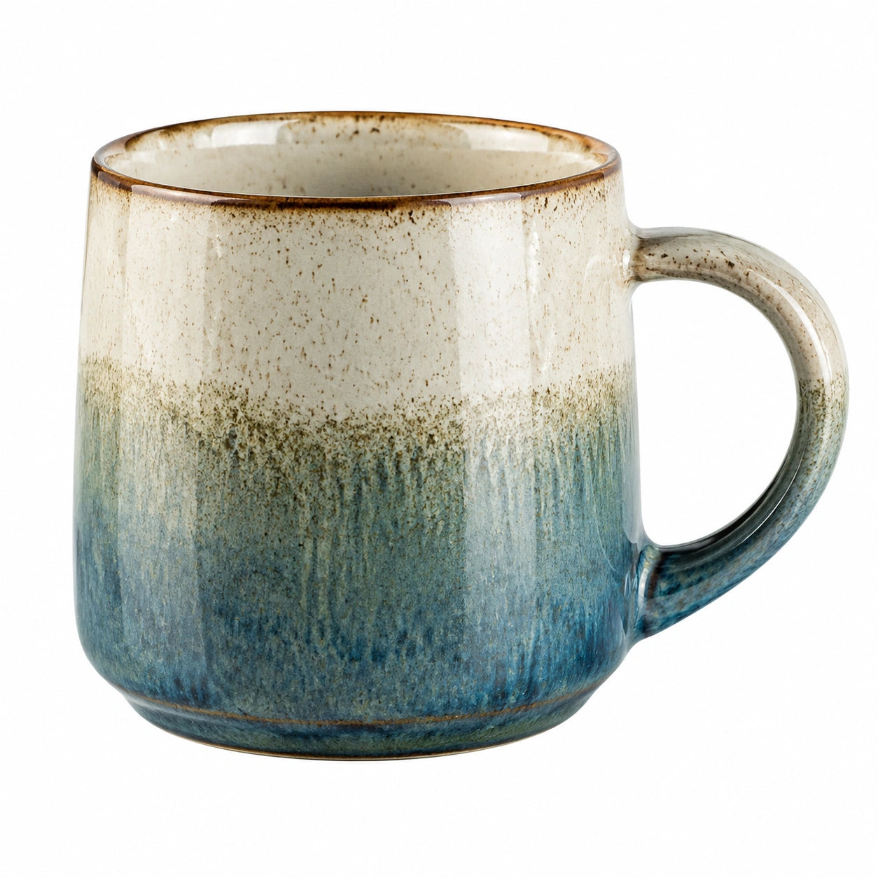 Tasse beige à relief avec anse ergonomique