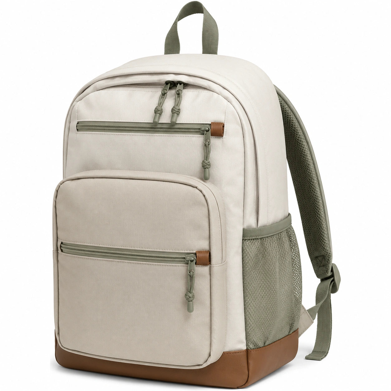 Sac à dos beige 25L avec compartiments multiples