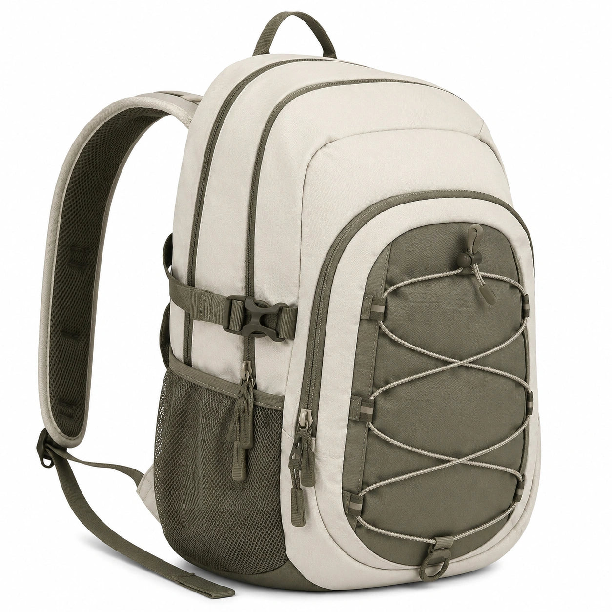 Sac à dos de randonnée unisexe 30L vert et beige