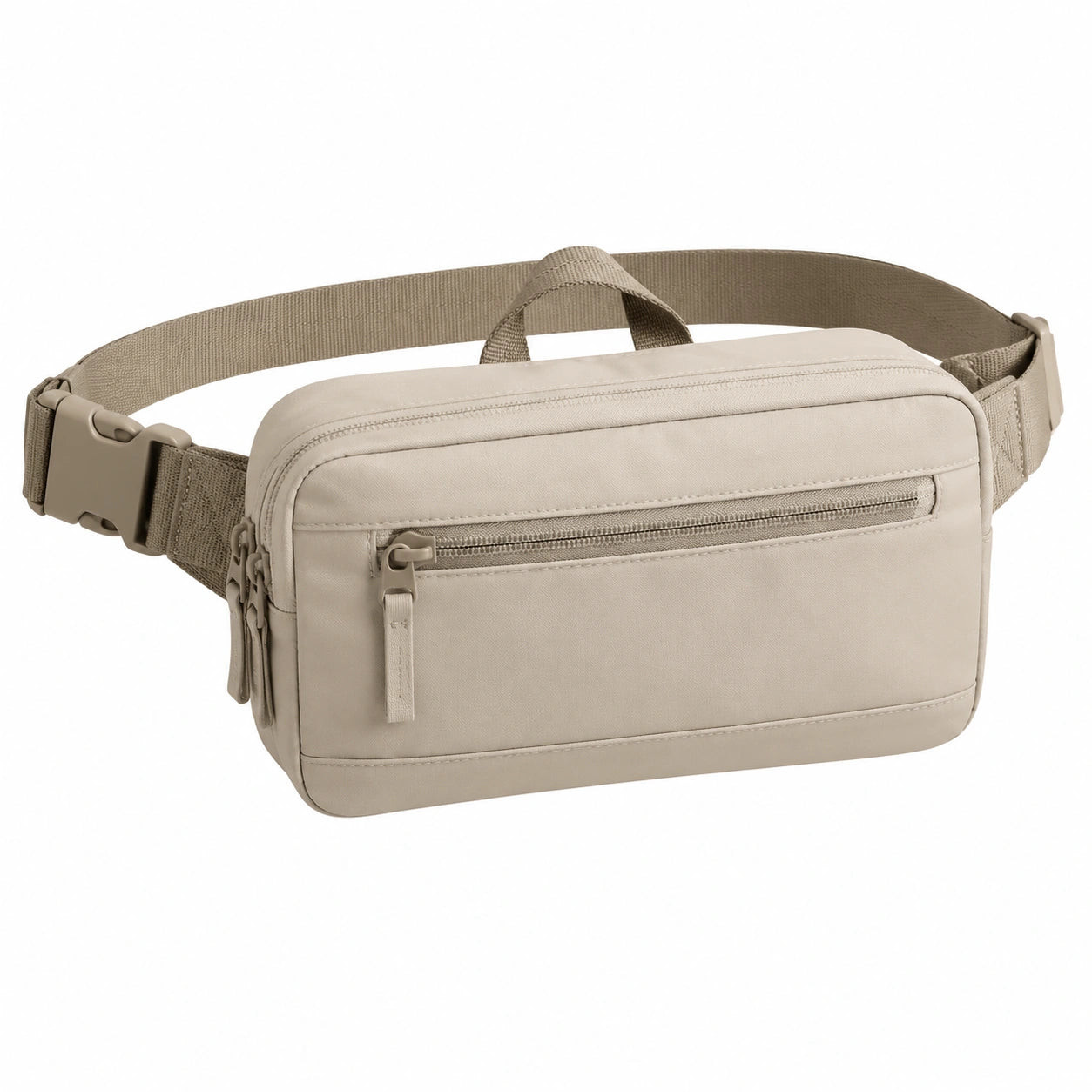 Sac banane beige avec compartiment zippé