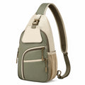 Sac bandoulière matelassé kaki et beige avec sangle réglable