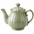 Théière en Porcelaine Vert Jade avec Bord Ondulé