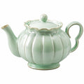 Théière en porcelaine verte avec bordures dorées - 1000ml
