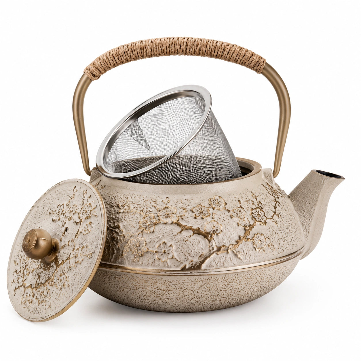 Théière géométrique blanche et dorée