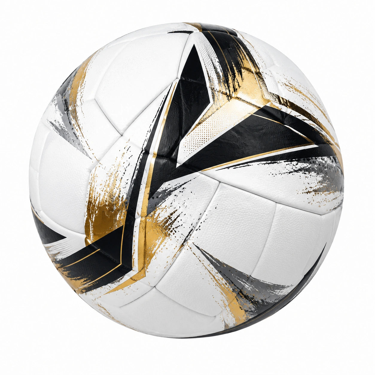 Ballon de football taille 5 blanc, noir et doré