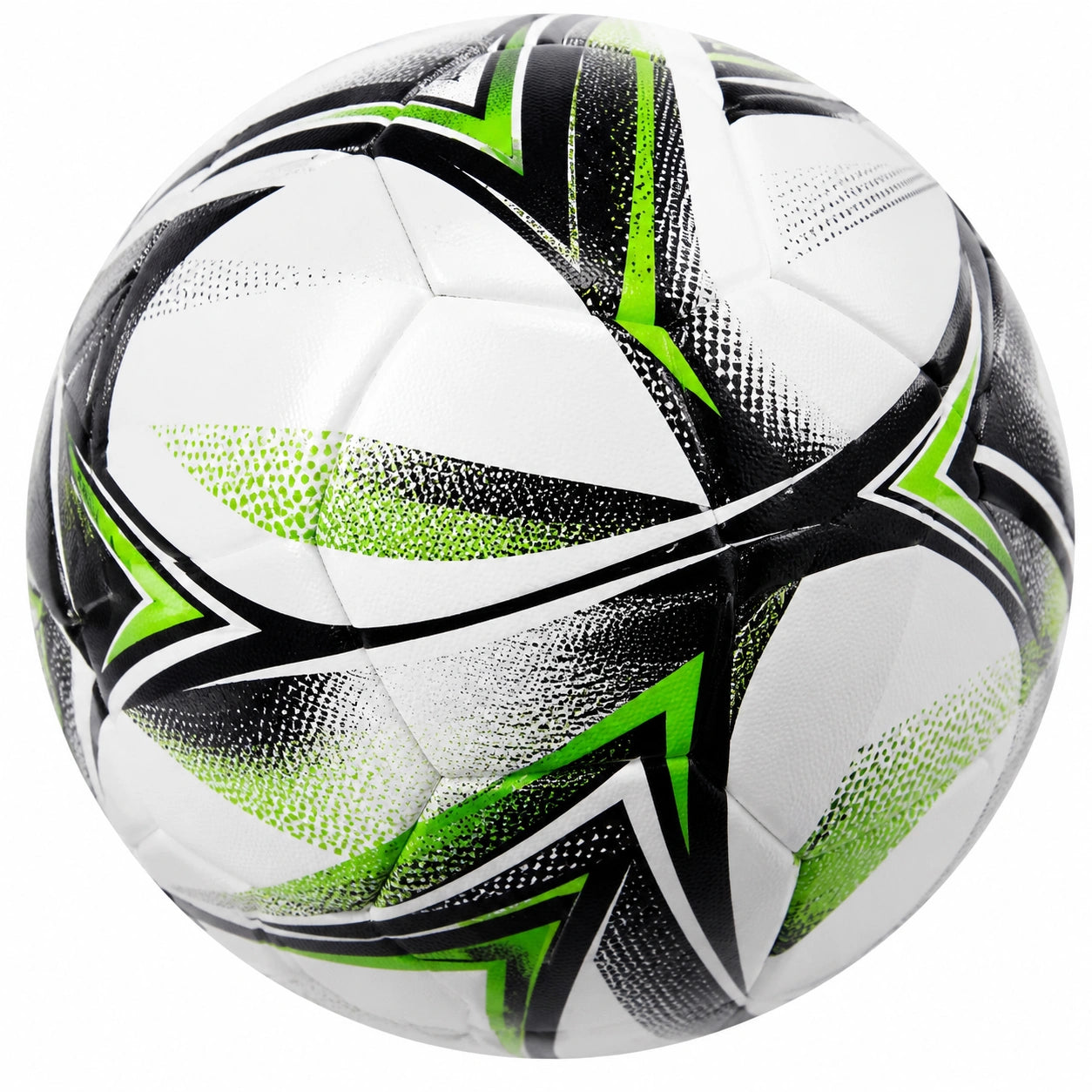Ballon de football taille 5 blanc, noir et vert