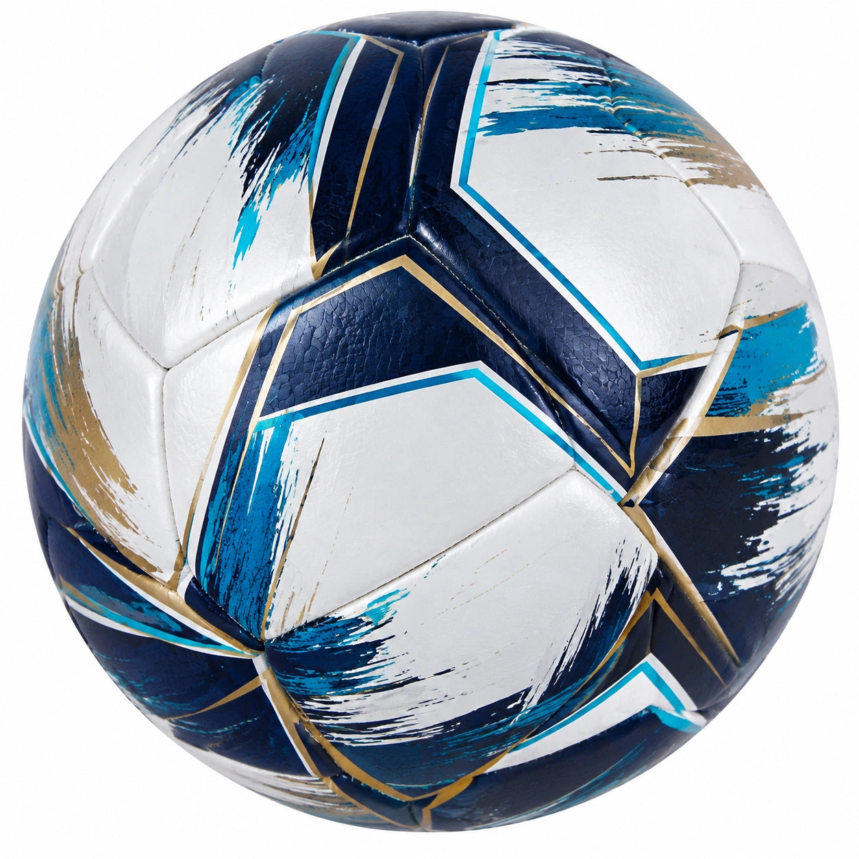 Ballon de Football Taille 5 Blanc/Bleu/Or