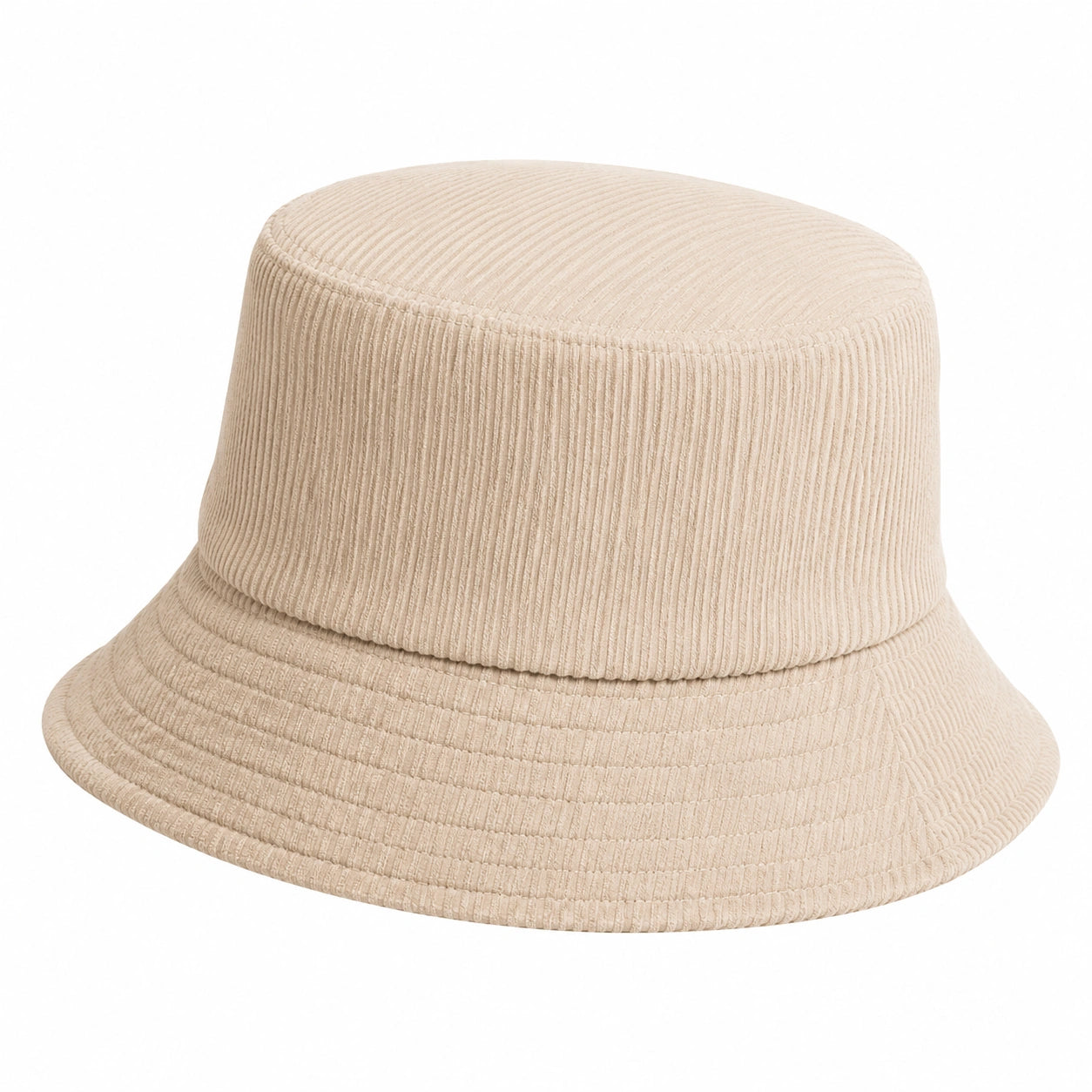 Chapeau Bob Beige à Motif Côtelé