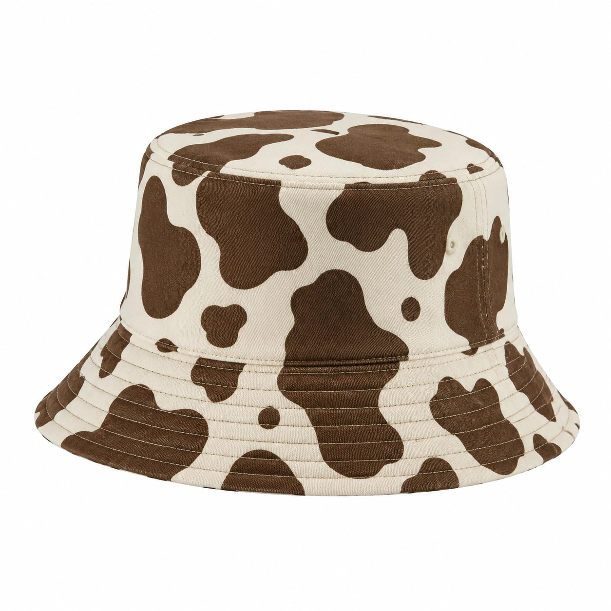 Chapeau Bob Imprimé Vache Marron et Blanc