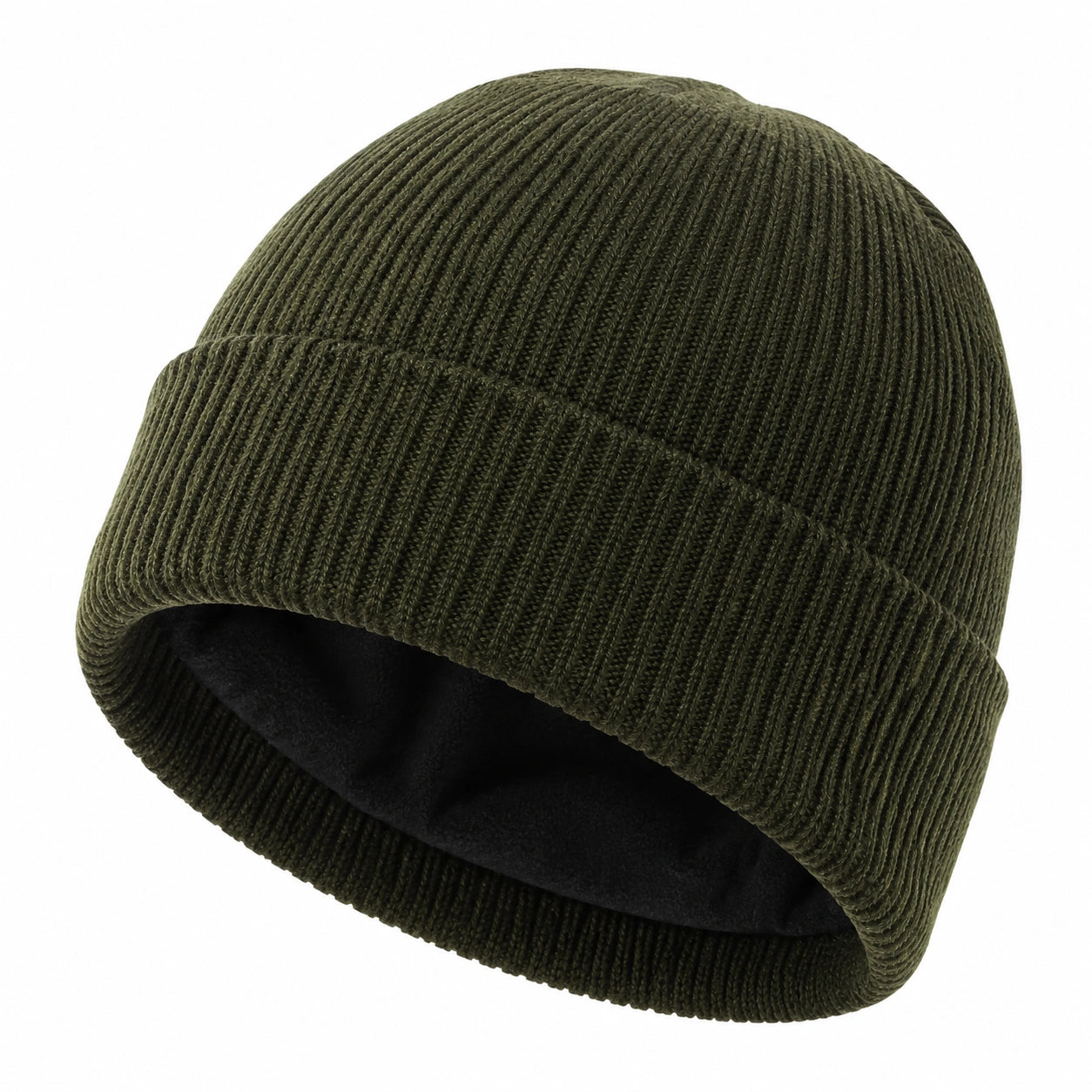 Bonnet en Tricot Vert avec Doublure Chaude