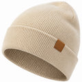 Bonnet tricoté côtelé beige pour adultes