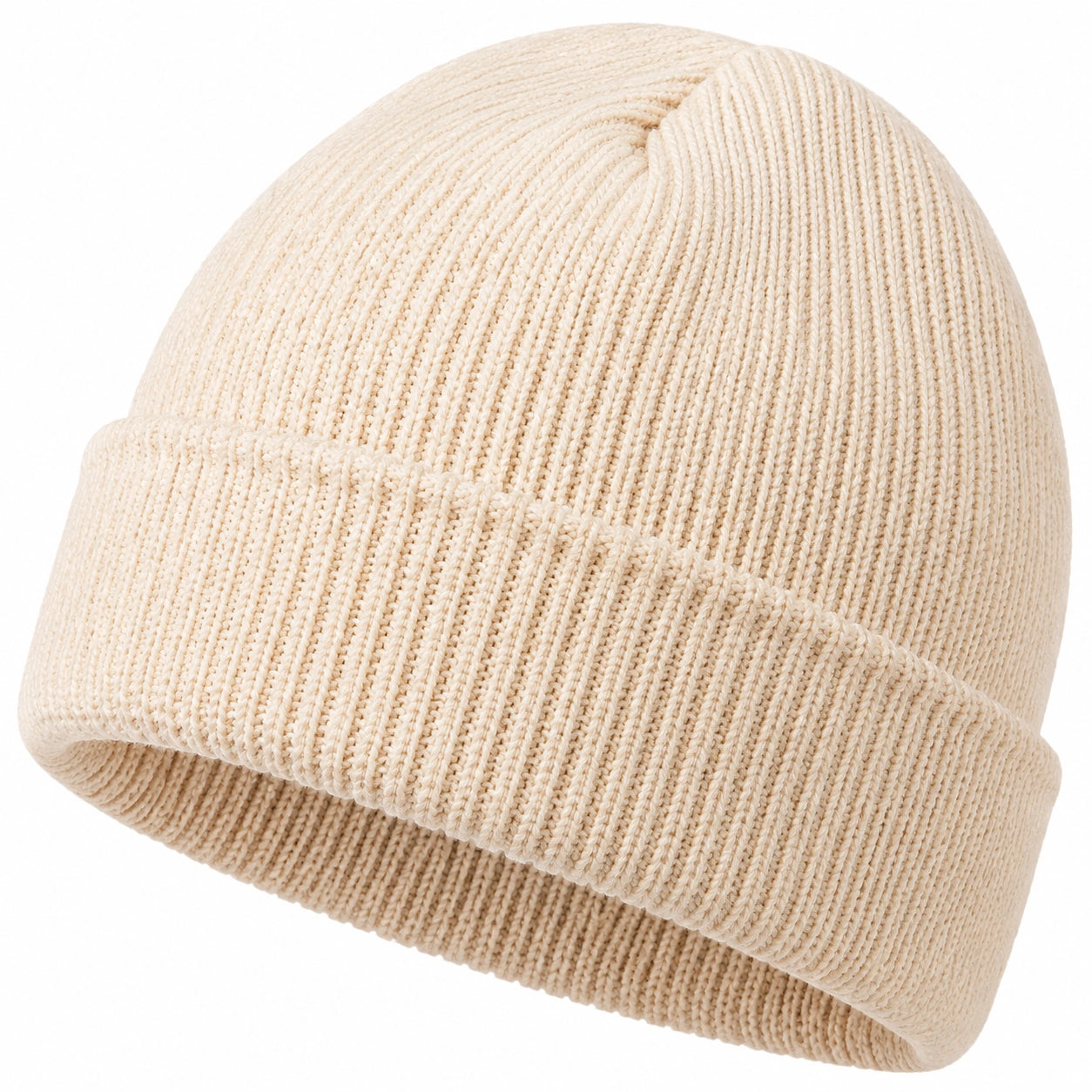 Bonnet en tricot côtelé beige pour adultes