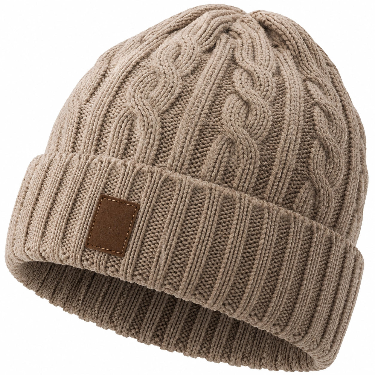 Bonnet chaud torsadé pour adulte Beige