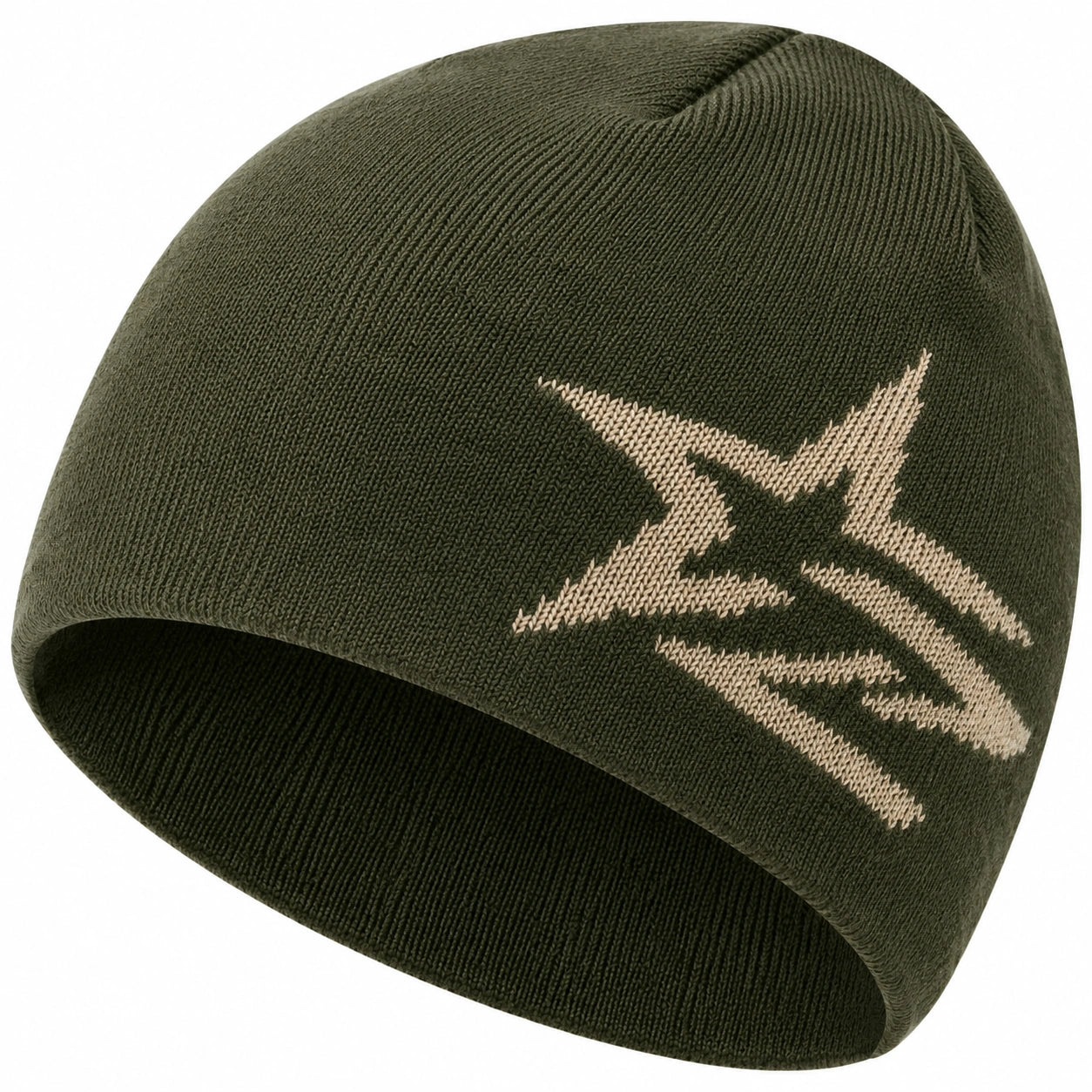 Bonnet d'hiver en tricot vert avec motif étoile