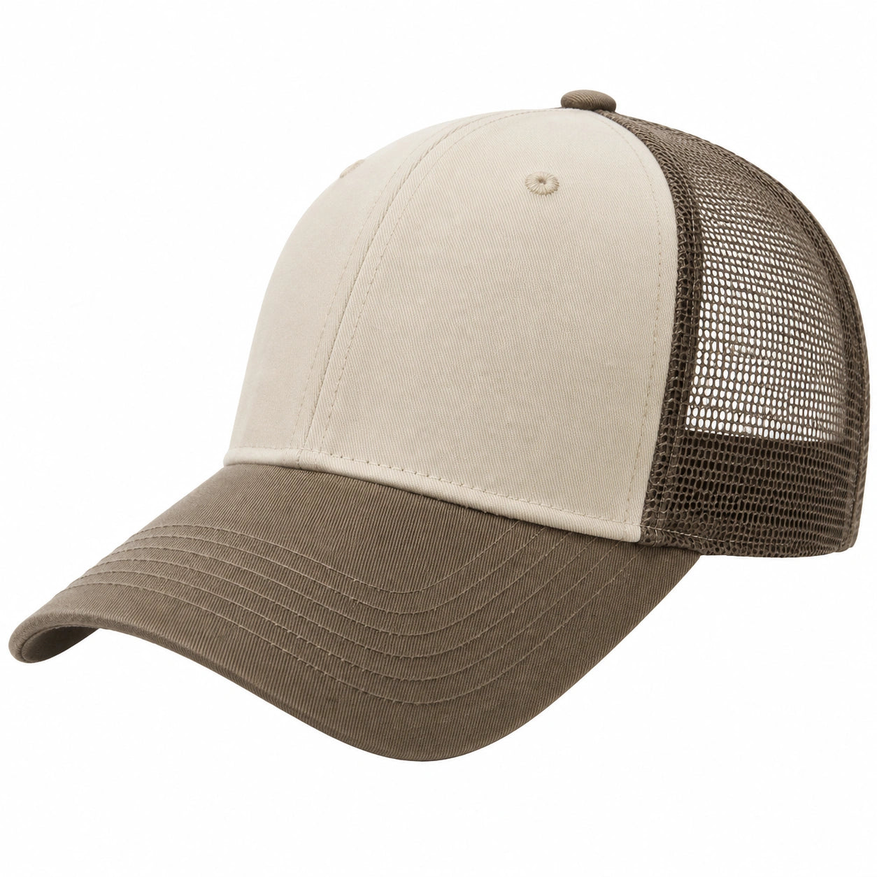 Casquette de Baseball Bicolore Réglable Beige et Marron