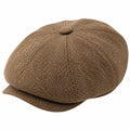 Casquette Plate Marron à Motif Chevrons