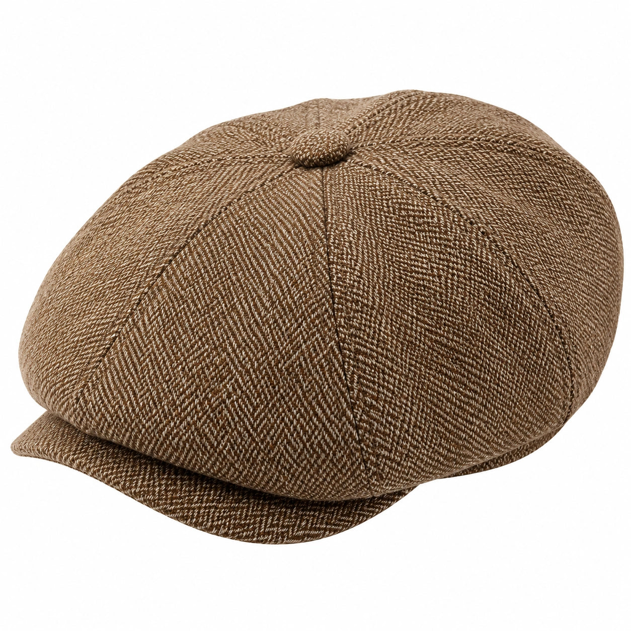Casquette Plate Marron à Motif Chevrons
