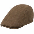Casquette plate en tweed à chevrons marron pour adultes