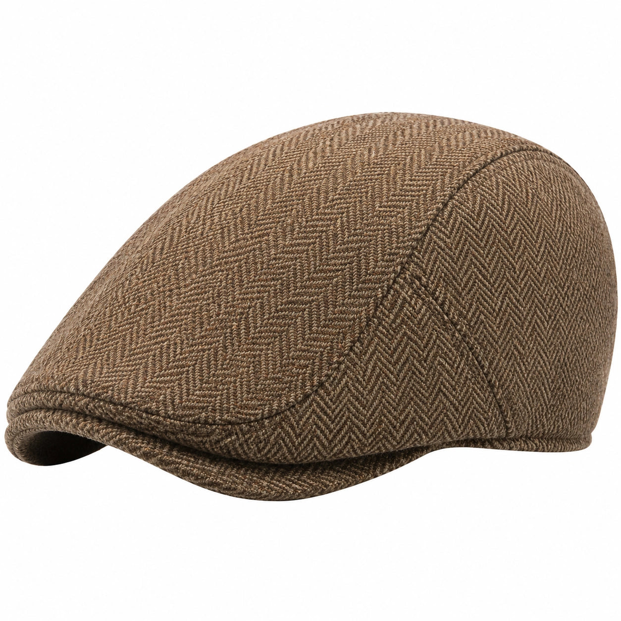 Casquette Plate Marron à Chevrons Unisexe Réglable