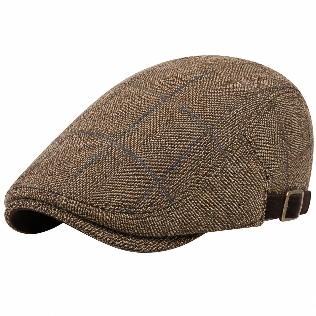 Casquette Plate à Chevrons Marron Réglable