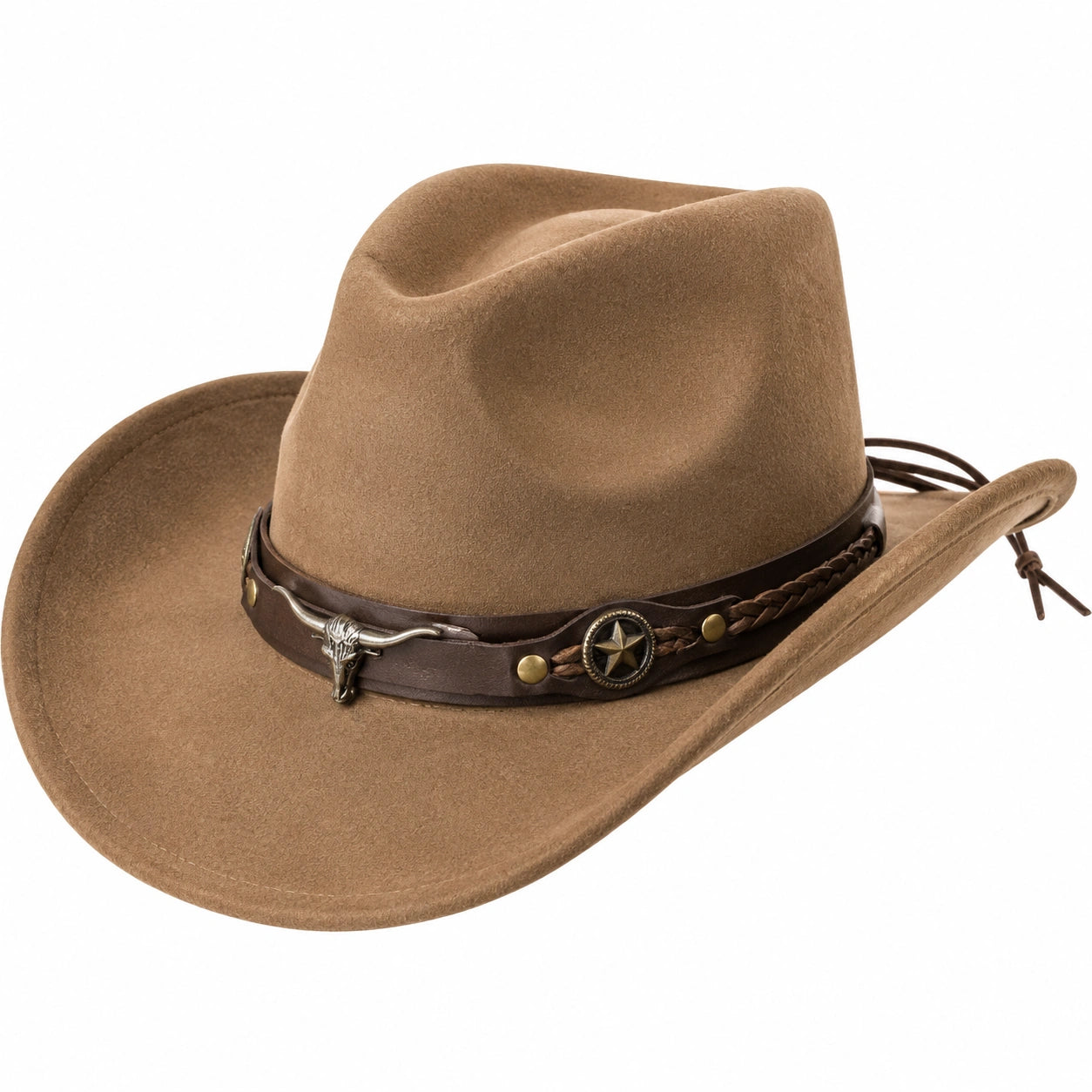 Chapeau Cowboy Brun avec Conchos Métalliques