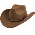 Chapeau Cowboy Marron avec Bande Tressée en cuir