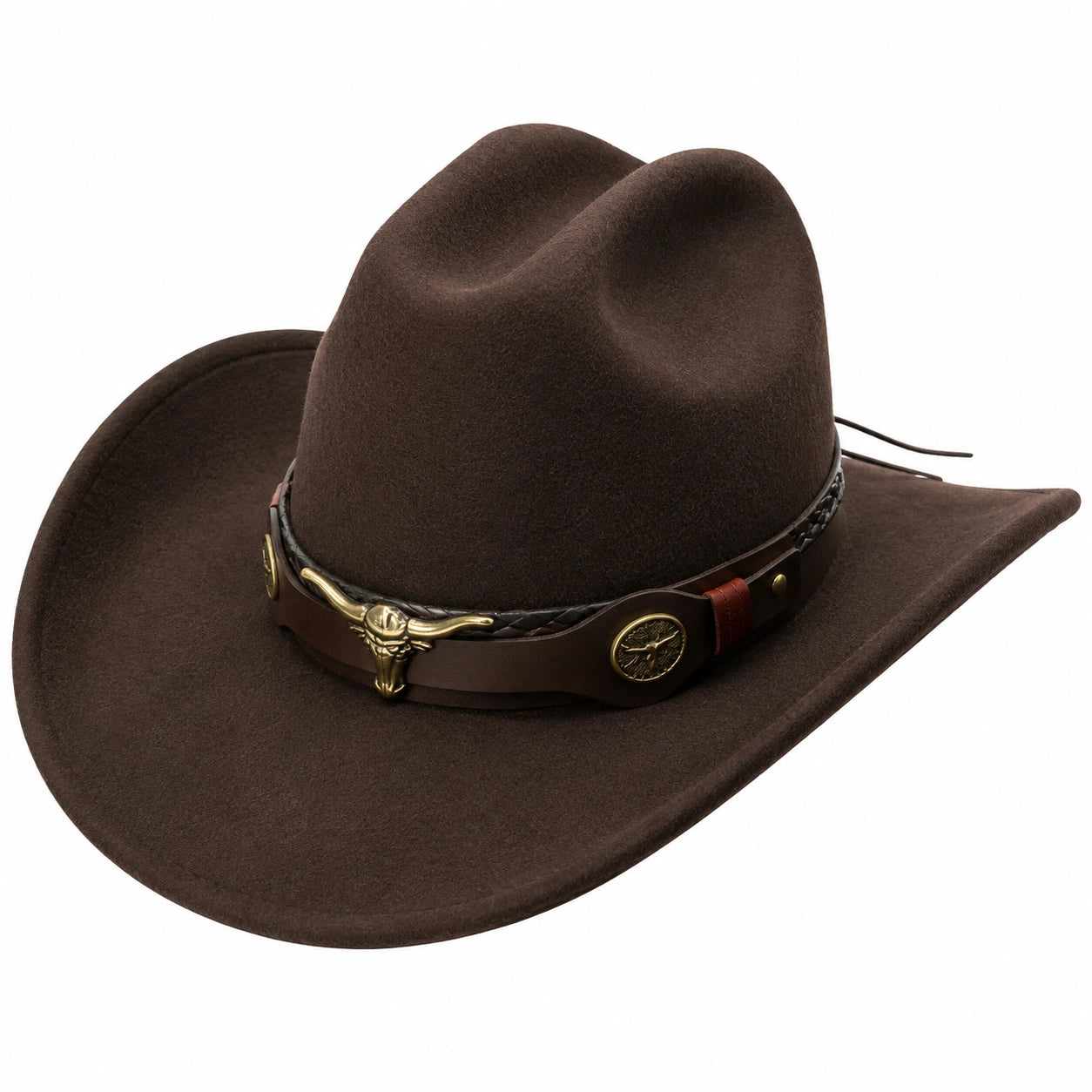 Chapeau de Cowboy Noir avec Détails Métalliques