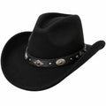 Chapeau Cowboy Beige avec Ceinture en Cuir et Détails Métalliques