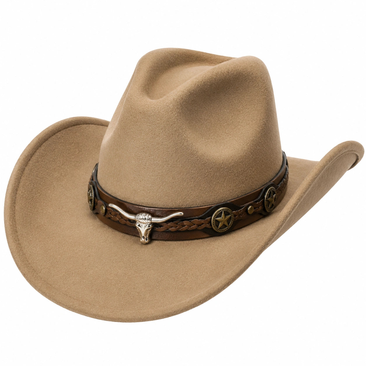 Chapeau cow-boy marron avec bande décorative