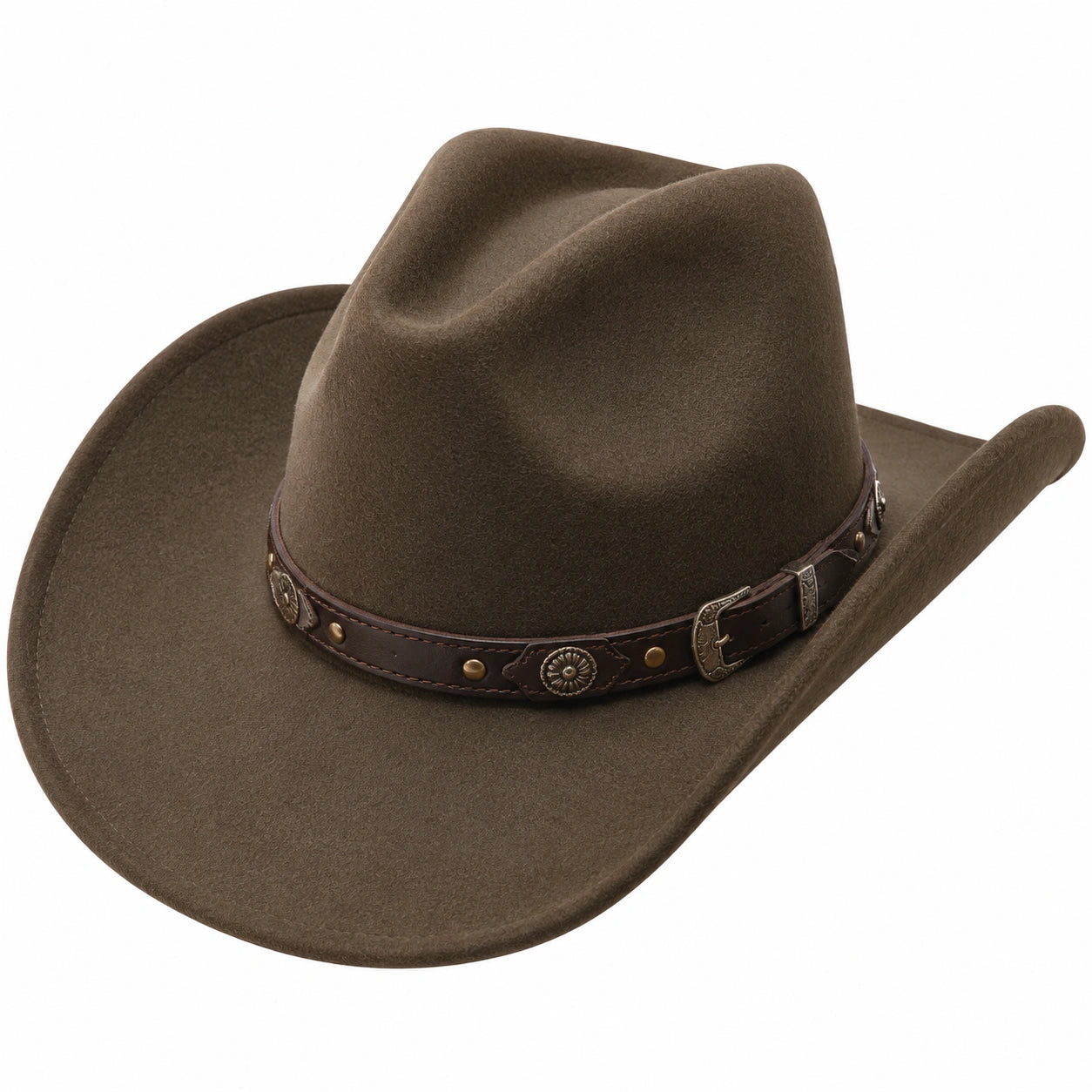 Chapeau Cowboy Marron avec Bande Tressée et Détails Métalliques